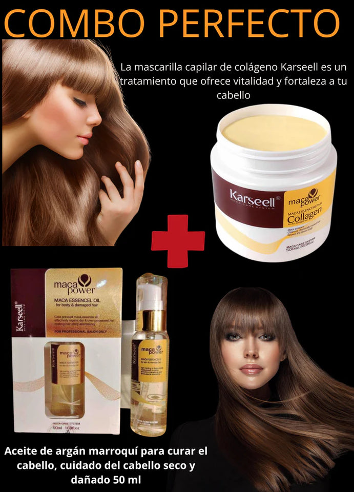 DÚO CREMA Y ACEITE KARSEELL  Cabello sin frizz y revitalizado